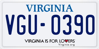 VA license plate VGU0390