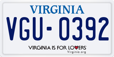 VA license plate VGU0392