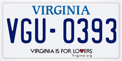 VA license plate VGU0393