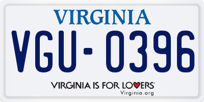 VA license plate VGU0396