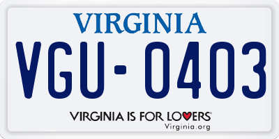 VA license plate VGU0403