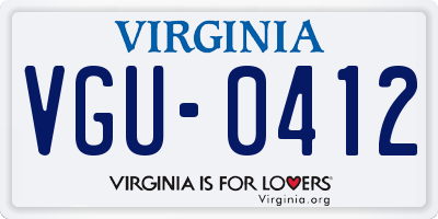 VA license plate VGU0412