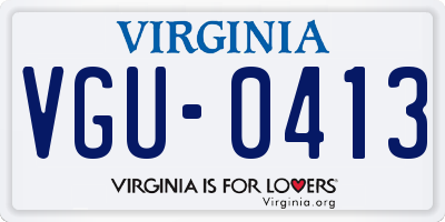 VA license plate VGU0413
