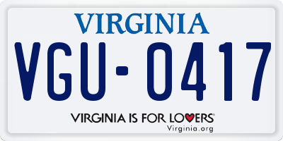 VA license plate VGU0417