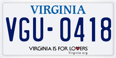 VA license plate VGU0418
