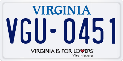 VA license plate VGU0451