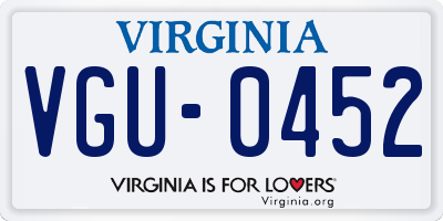 VA license plate VGU0452