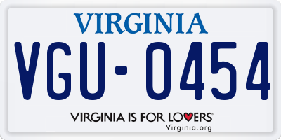 VA license plate VGU0454