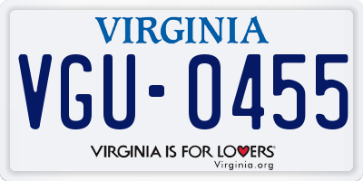 VA license plate VGU0455