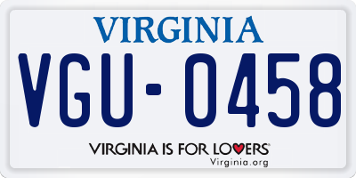 VA license plate VGU0458