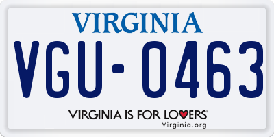 VA license plate VGU0463