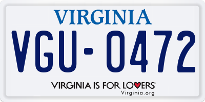 VA license plate VGU0472