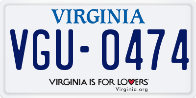 VA license plate VGU0474