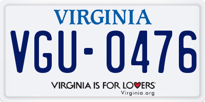 VA license plate VGU0476