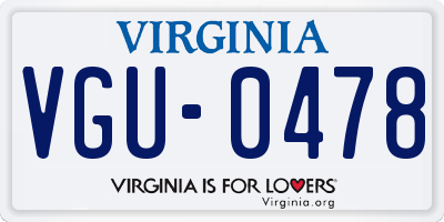 VA license plate VGU0478