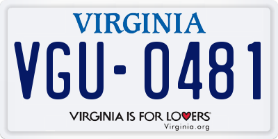 VA license plate VGU0481