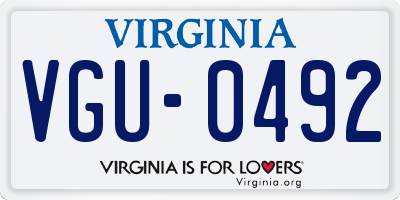 VA license plate VGU0492