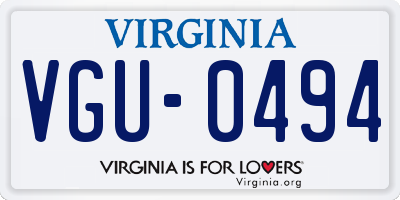 VA license plate VGU0494