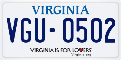 VA license plate VGU0502