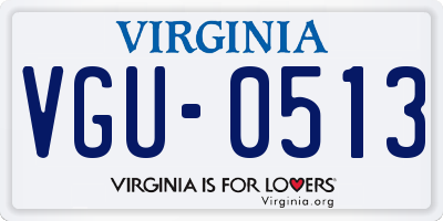 VA license plate VGU0513