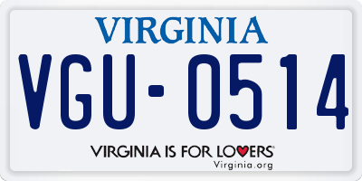 VA license plate VGU0514