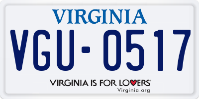 VA license plate VGU0517