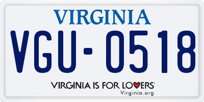 VA license plate VGU0518