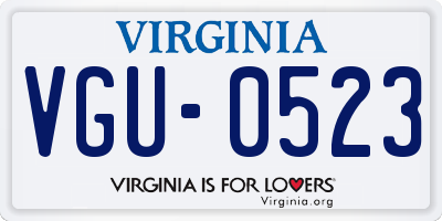 VA license plate VGU0523