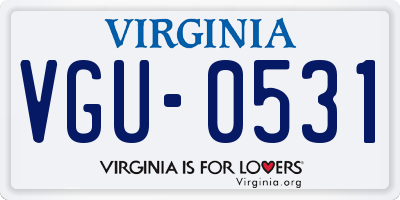 VA license plate VGU0531