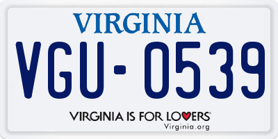 VA license plate VGU0539