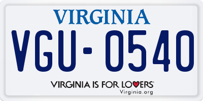 VA license plate VGU0540