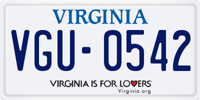 VA license plate VGU0542