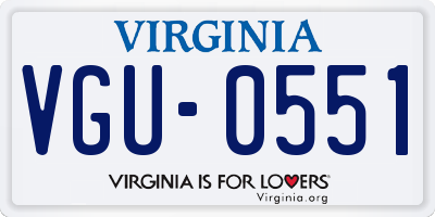 VA license plate VGU0551