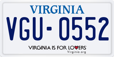 VA license plate VGU0552