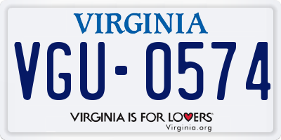 VA license plate VGU0574