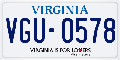 VA license plate VGU0578