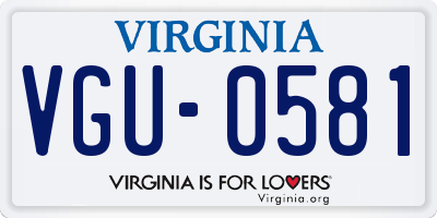 VA license plate VGU0581