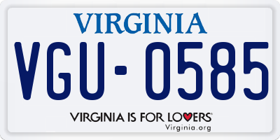 VA license plate VGU0585
