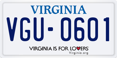 VA license plate VGU0601