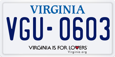 VA license plate VGU0603