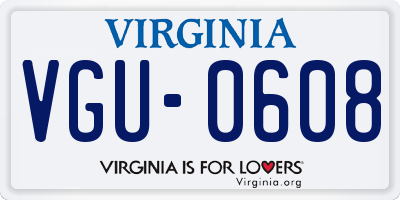 VA license plate VGU0608