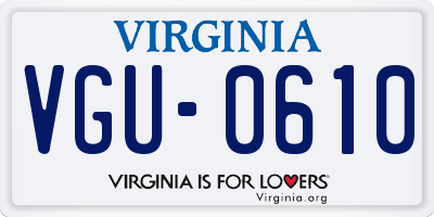 VA license plate VGU0610