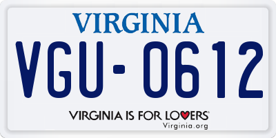 VA license plate VGU0612