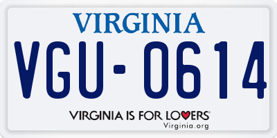 VA license plate VGU0614