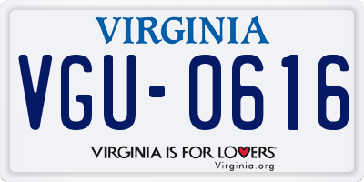 VA license plate VGU0616