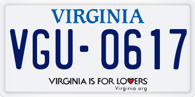 VA license plate VGU0617