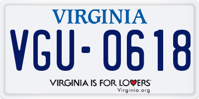VA license plate VGU0618