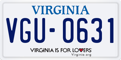 VA license plate VGU0631