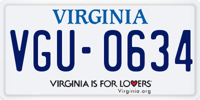 VA license plate VGU0634
