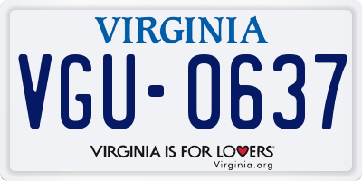 VA license plate VGU0637